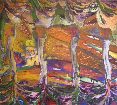 Plantains 2, 2010, hand-painted acrylic on digital archival print on canvas, 36" x 40"