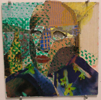 Self-Portrait 12, 2010, colored ink and collage on paper, 12" x 12"
