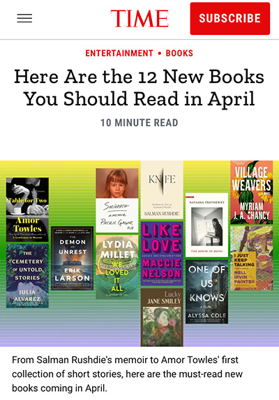 Time magazine - Here Are the 12 New Books You Should Read in April